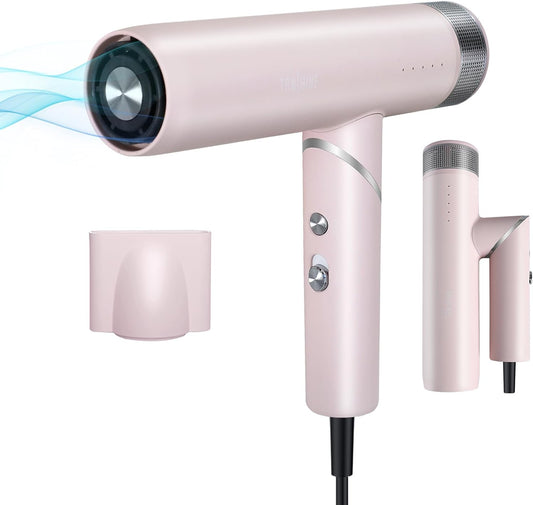 Foldable Hair Dryer, 110K RPM High-Speed Ionic Blow Dryer, Pink