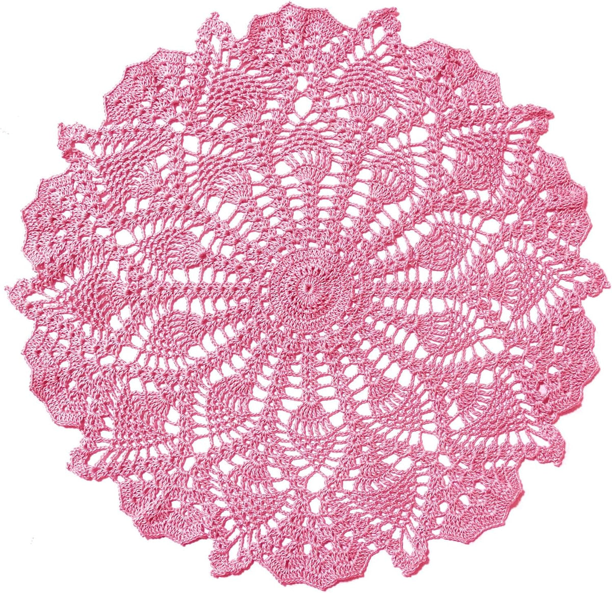Lace Tablecloth Doily Handmade Crochet Placemat Women Vase Mat Kitchen Table Runner (1PC- 18 in to 20 in, Pink)
