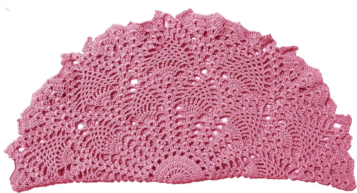 Lace Tablecloth Doily Handmade Crochet Placemat Women Vase Mat Kitchen Table Runner (1PC- 18 in to 20 in, Pink)