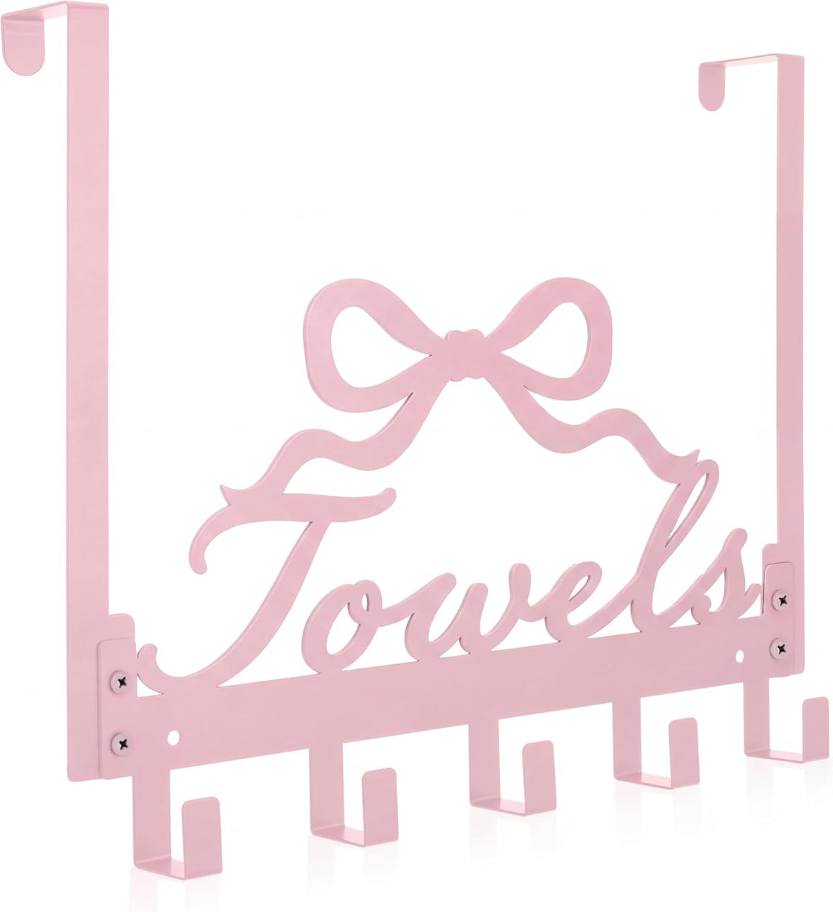 Sweet Pink Bow Over the Door Hooks Towel Hooks Heavy Duty Hanging Towel Rack Over Door Hanger, 5 Coat Hanger for Bedroom Bathroom Kitchen