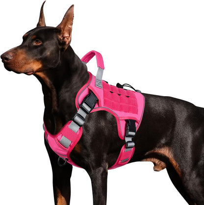 Pink Tactical Dog Harness for Large Dogs,No Pull Dog Harness