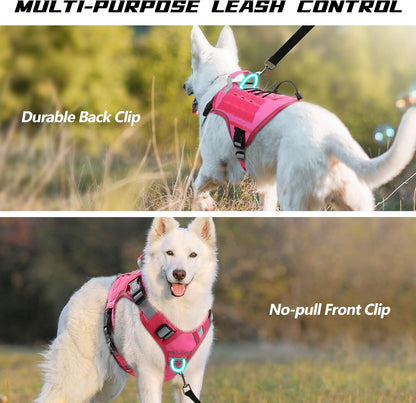 Pink Tactical Dog Harness for Large Dogs,No Pull Dog Harness