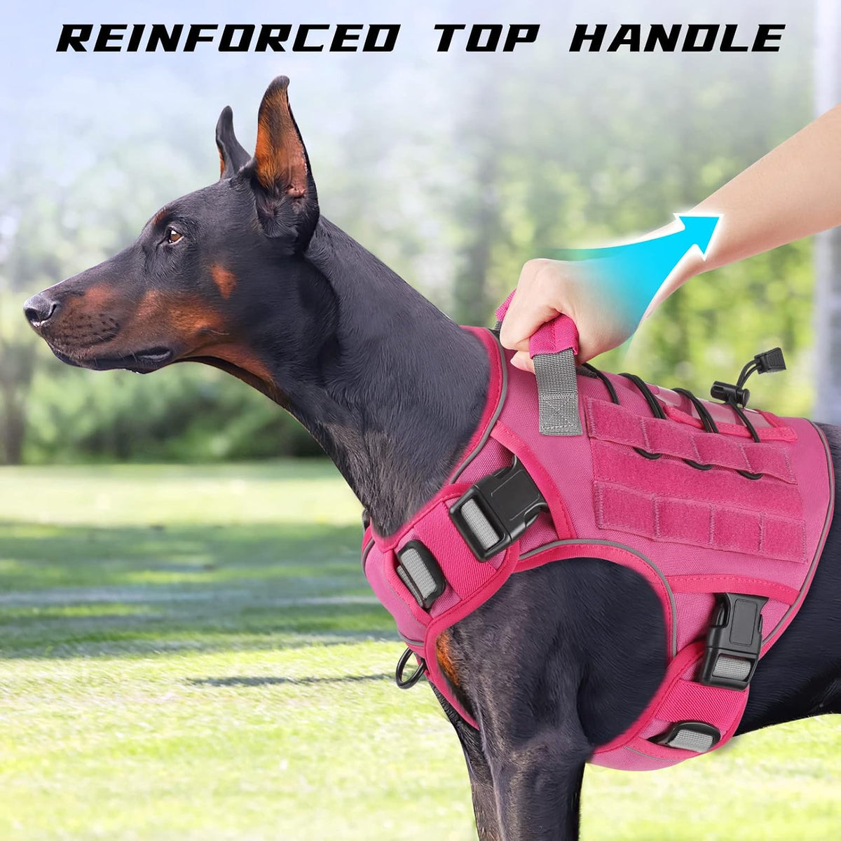 Pink Tactical Dog Harness for Large Dogs,No Pull Dog Harness