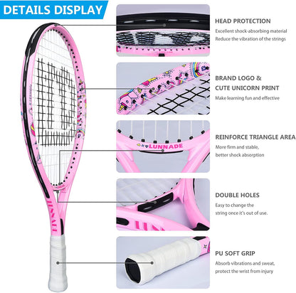 Tennis Racket for Kids Junior, 19/21/23/25 Inch Youth Tennis Racquet with Cover, Suitable for Beginner Boys and Girls Age 3-12