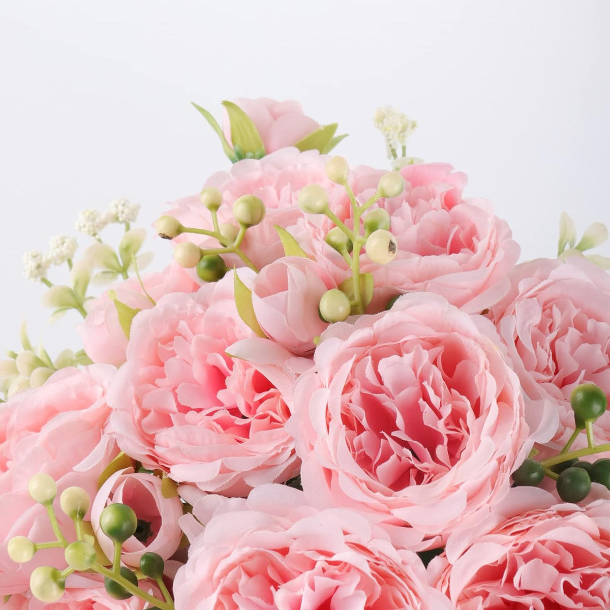 Pusuny Artificial Peonies Silk Flowers, 4 Bundles Faux Peony Bouquet Florals Arrangements for Farmhouse Home Boho Wedding Table Centerpiece, Fake Plastic Flower Bulk for Vase Decoration (Light Pink)
