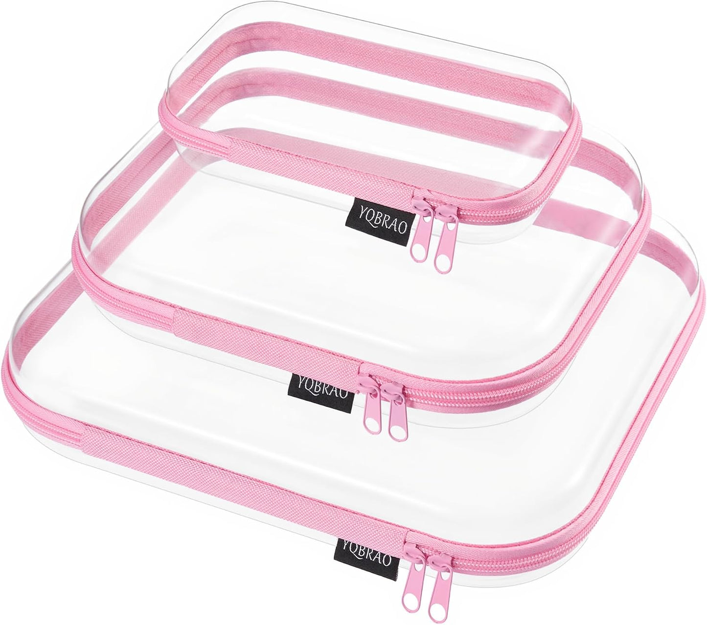 Clear Hard Shell Organizer Case Set, 3-Pack, Pink