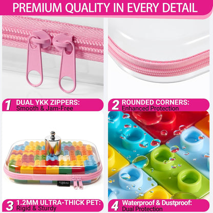 Clear Hard Shell Organizer Case Set, 3-Pack, Pink