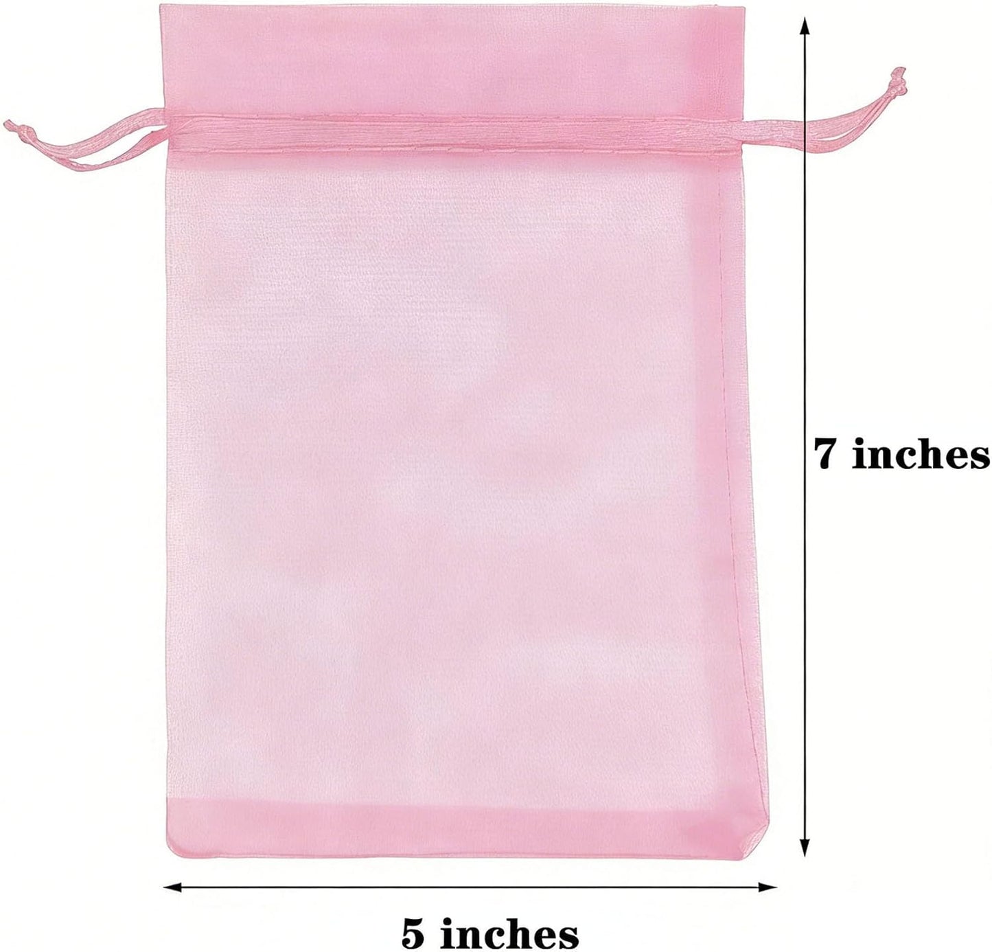 TICBRY 100 Count Organza Gift Bags with Drawstring 5x7 inch Pink for Baby Shower,Christmas,Wedding,Party Favors,Birthday,Bridal Shower,Xmas,Sheer Fabric Tulle Mesh Sachet for Candy,Jewelry,Bath Bombs