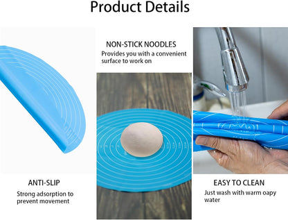 2Pcs 12 Inch Silicone Cake Mat (Pink+Blue)