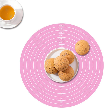 2Pcs 12 Inch Silicone Cake Mat (Pink+Blue)