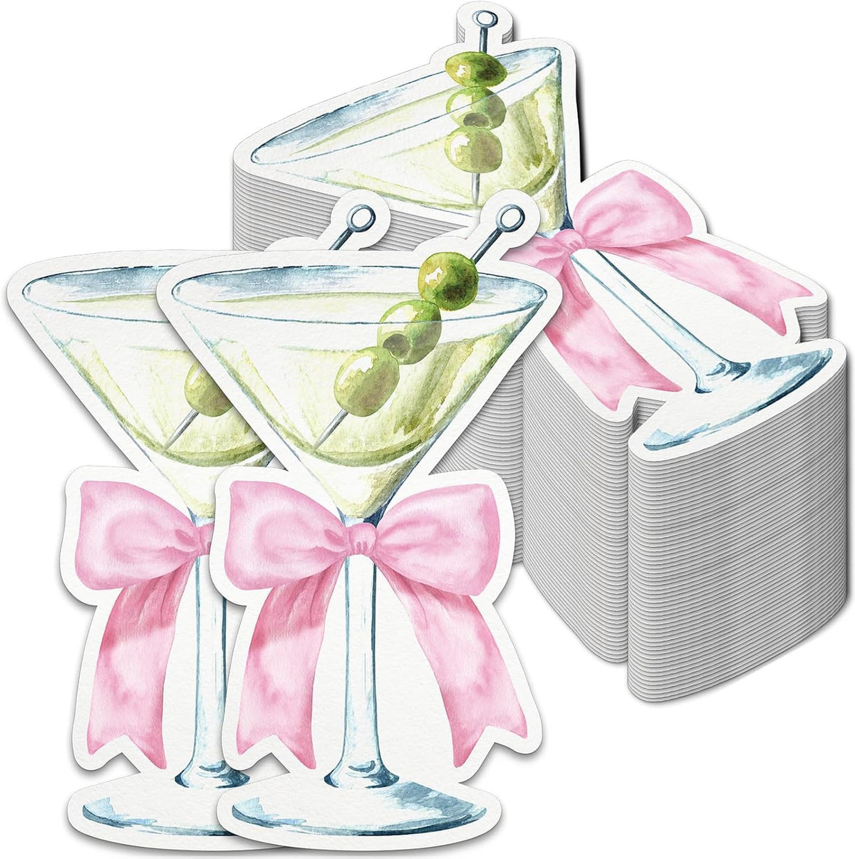 50PCS Martini Bow Napkins，Pink Martini Party Decorations