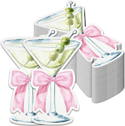 50PCS Martini Bow Napkins，Pink Martini Party Decorations