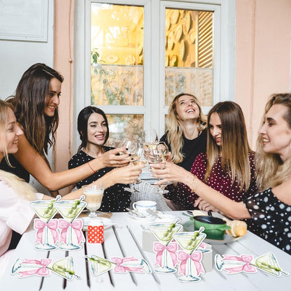 50PCS Martini Bow Napkins，Pink Martini Party Decorations