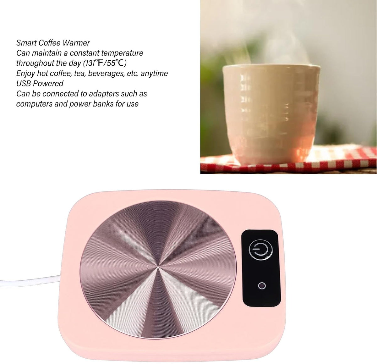 Smart Coffee Warmer, USB Powered Portable Mug Warmer Auto On Off Gravity Induction Mug Warmer for Heating Coffee Beverage Milk Tea (#1), Pink, Gavigainhxngbg972y-11