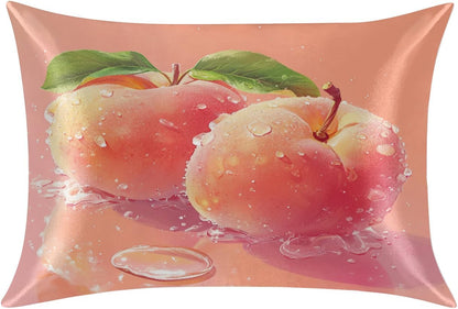 Peach Pink Satin Pillowcase for Hair and Skin Pillow Cases Standard Size Soft Cooling Satin Pillow Covers with Zipper for Men Women 20x26 Inches
