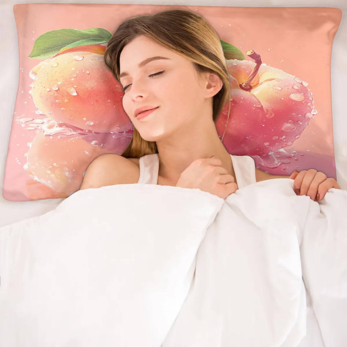 Peach Pink Satin Pillowcase for Hair and Skin Pillow Cases Standard Size Soft Cooling Satin Pillow Covers with Zipper for Men Women 20x26 Inches