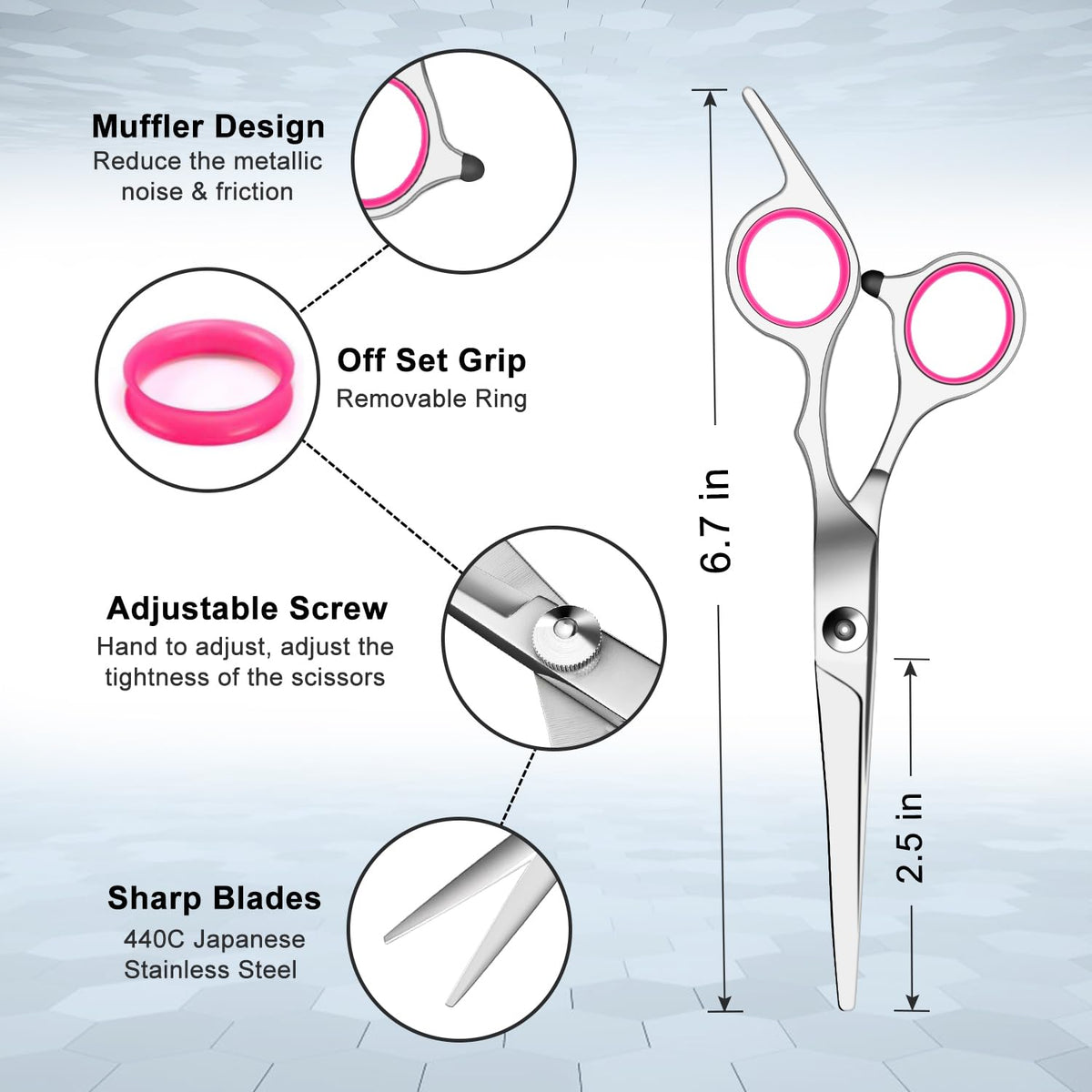 9 PCS Hair Cutting Scissors Thinning Shears Kit, Professional Haircut Scissors Set, Barber Hairdressing Texturizing Shears Tools for Salon Home Men Women Kids Adults Pet
