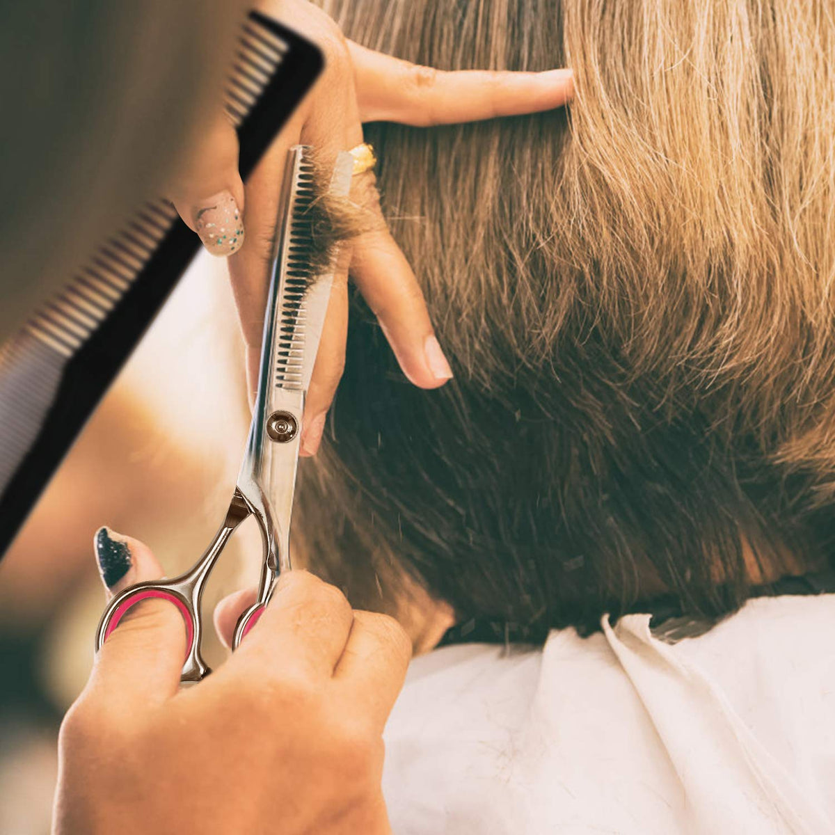 9 PCS Hair Cutting Scissors Thinning Shears Kit, Professional Haircut Scissors Set, Barber Hairdressing Texturizing Shears Tools for Salon Home Men Women Kids Adults Pet