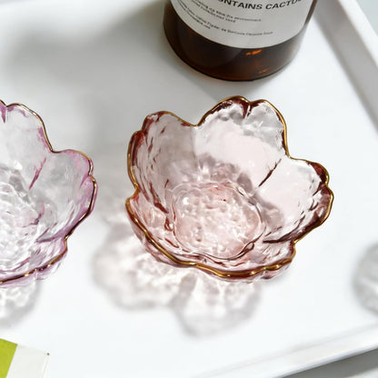 Pink Glass Jewelry Trinket Dish, Cherry Blossom Decor Ring Holder Tray, Small Trinket Bowl Gifts for Women