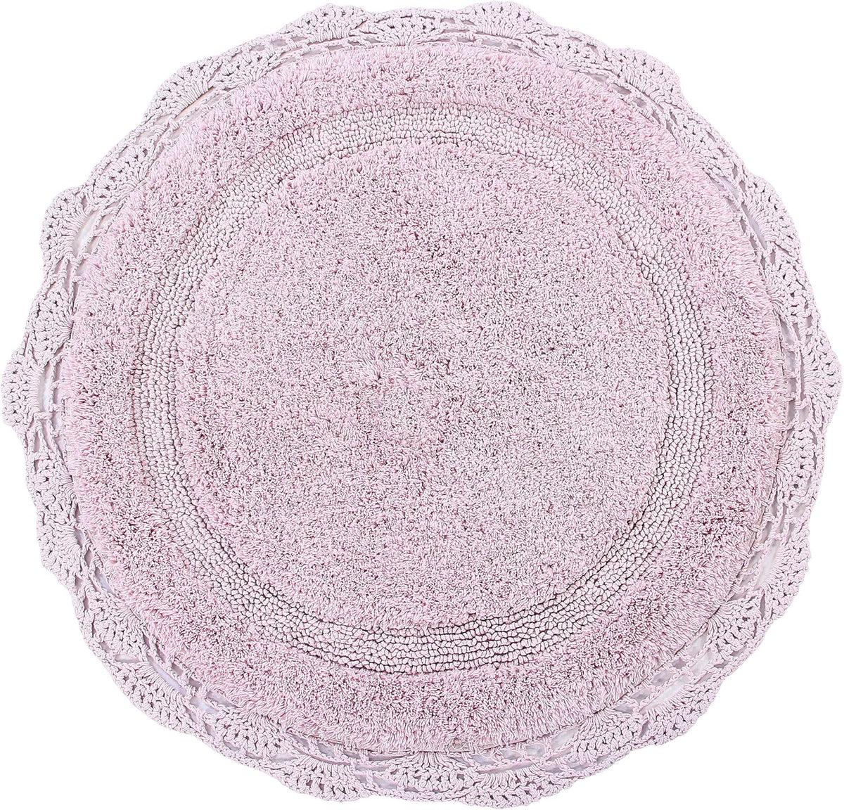 Crochet Collection - Designer, Plush 100% Cotton Round, Oval Bath Area Rug (28 inches, Pink)