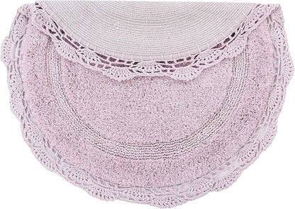 Crochet Collection - Designer, Plush 100% Cotton Round, Oval Bath Area Rug (28 inches, Pink)