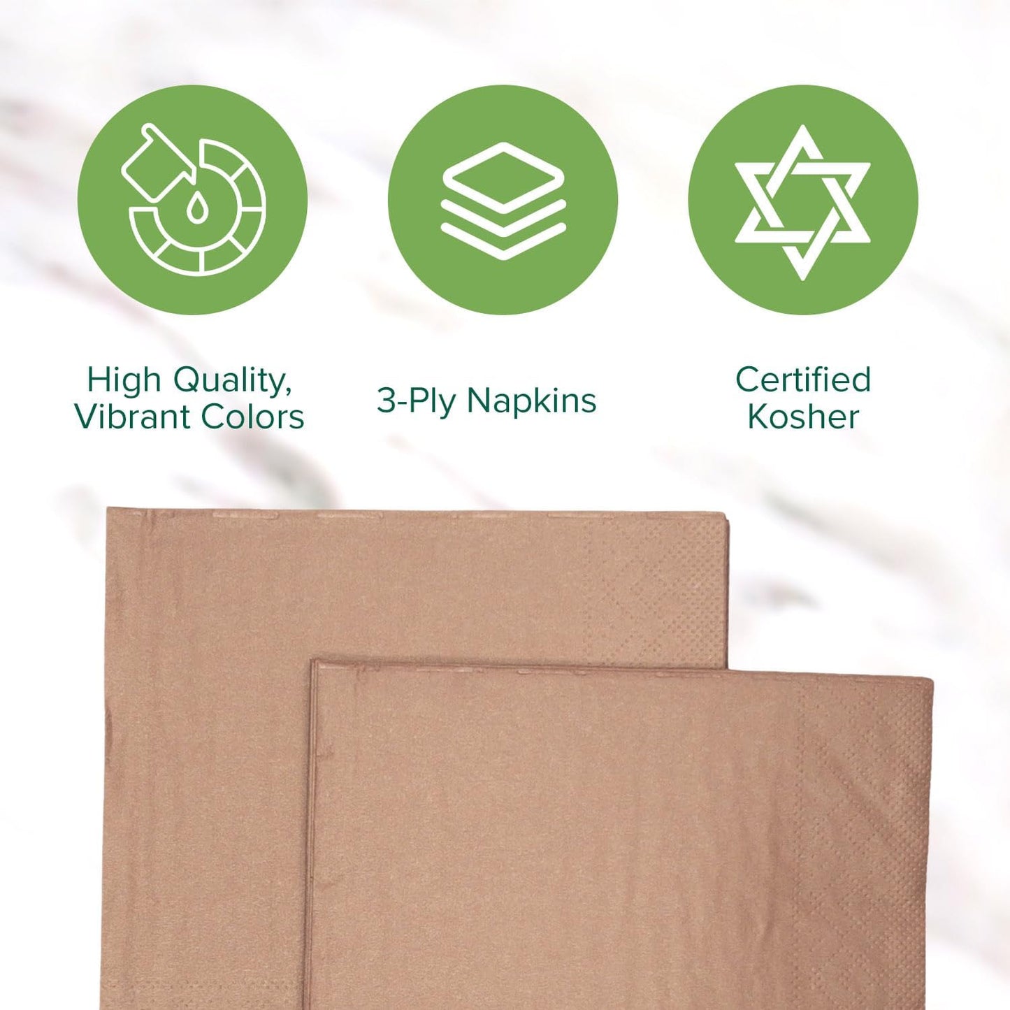 SimuLinen Rose Gold Disposable Paper Napkins, 3-Ply, 13in x 13in - 30 Pack - Simplicity Collection, Perfect for Birthday or Dessert Parties
