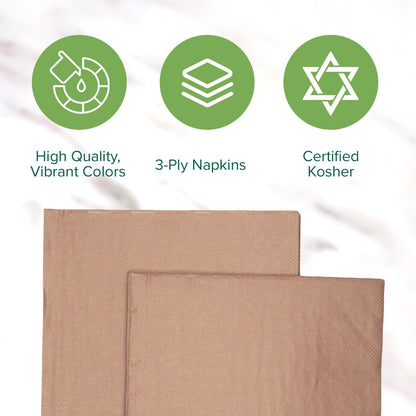 SimuLinen Rose Gold Disposable Paper Napkins, 3-Ply, 13in x 13in - 30 Pack - Simplicity Collection, Perfect for Birthday or Dessert Parties