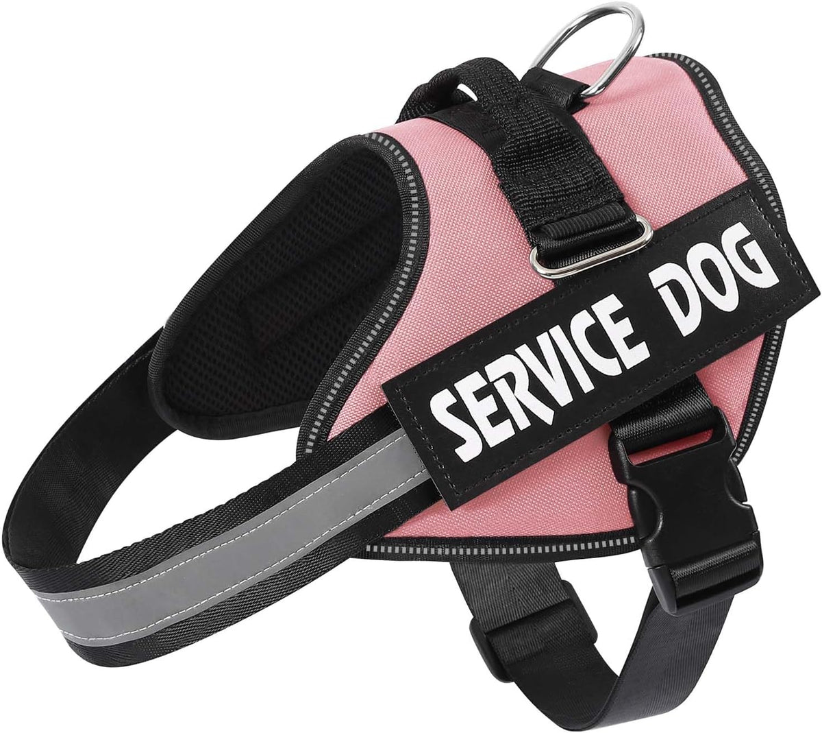 Service Dog Vest, No Pull & Reflective Dog Harness, Pink, S