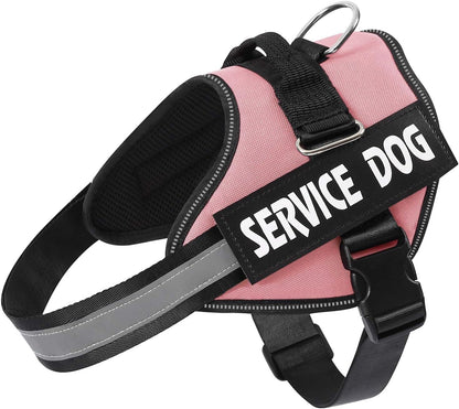 Service Dog Vest, No Pull & Reflective Dog Harness, Pink, S