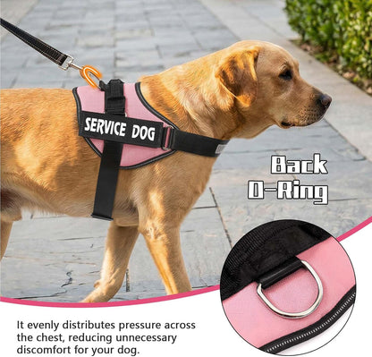 Service Dog Vest, No Pull & Reflective Dog Harness, Pink, S