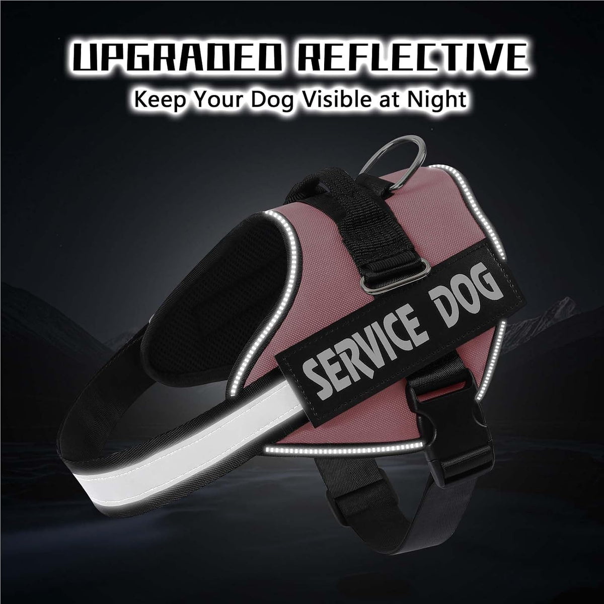 Service Dog Vest, No Pull & Reflective Dog Harness, Pink, S