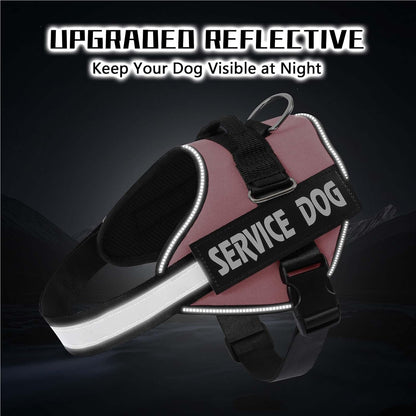 Service Dog Vest, No Pull & Reflective Dog Harness, Pink, S