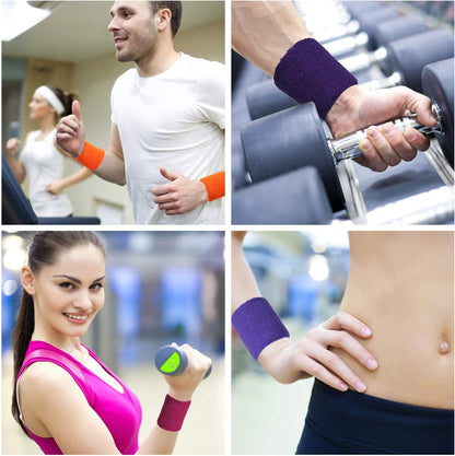 12 Pcs Sweatbands Wristband Sweat Wrist Band Competitions Absorbent Sweatbands for Men Women Sports Running