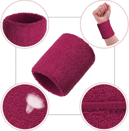 12 Pcs Sweatbands Wristband Sweat Wrist Band Competitions Absorbent Sweatbands for Men Women Sports Running