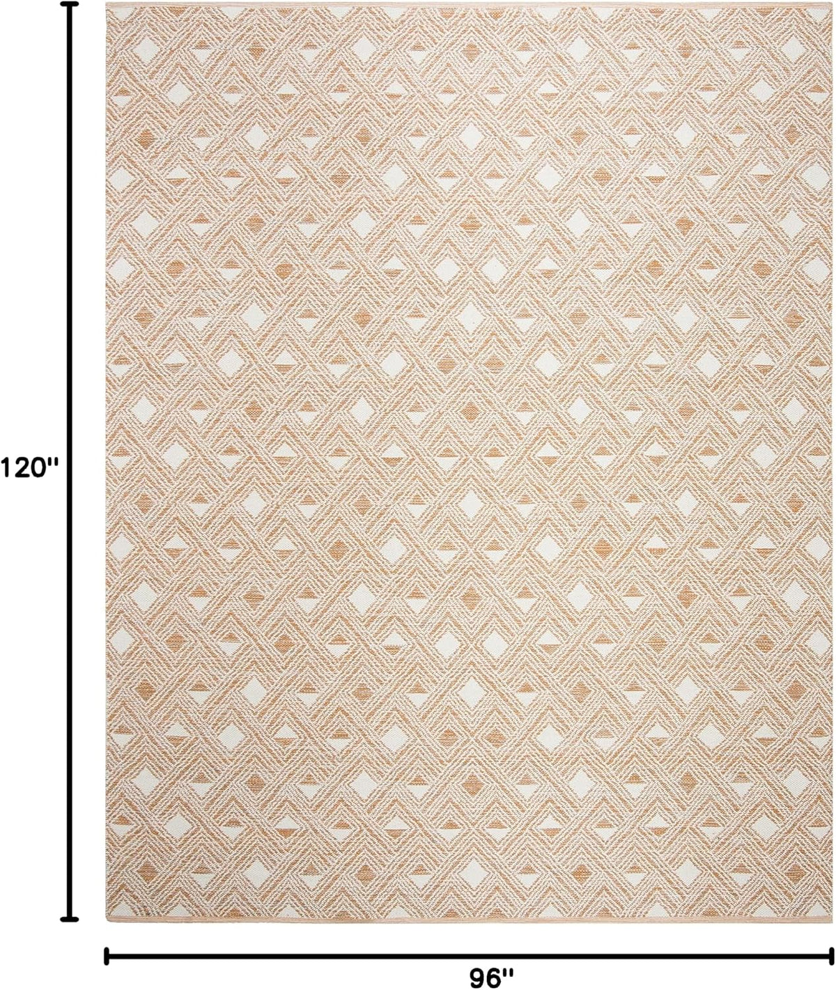 Area Rug 8x10 - Montauk Collection - Large - Peach & Ivory, Handmade Cotton, Ideal for Living Room, Bedroom, Office, Dining Space (MTK614O)