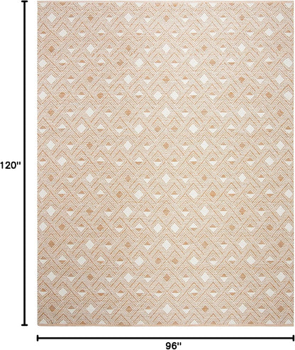Area Rug 8x10 - Montauk Collection - Large - Peach & Ivory, Handmade Cotton, Ideal for Living Room, Bedroom, Office, Dining Space (MTK614O)