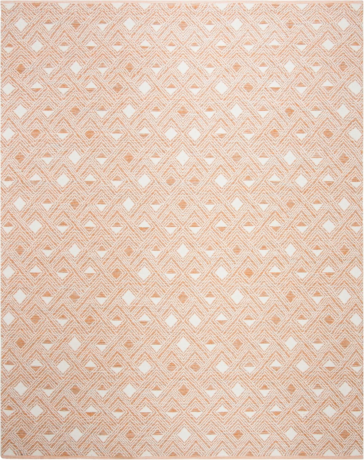 Area Rug 8x10 - Montauk Collection - Large - Peach & Ivory, Handmade Cotton, Ideal for Living Room, Bedroom, Office, Dining Space (MTK614O)