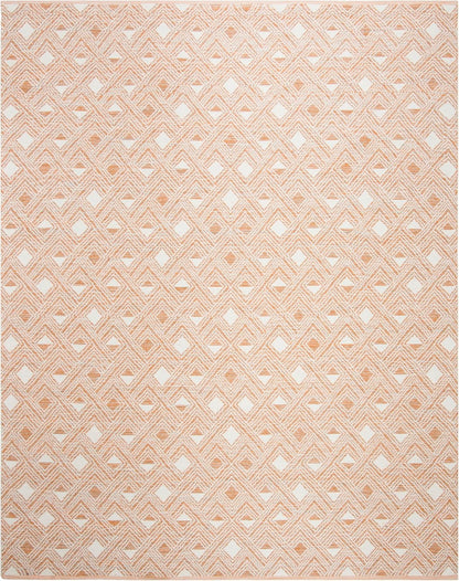 Area Rug 8x10 - Montauk Collection - Large - Peach & Ivory, Handmade Cotton, Ideal for Living Room, Bedroom, Office, Dining Space (MTK614O)