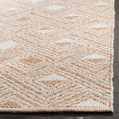 Area Rug 8x10 - Montauk Collection - Large - Peach & Ivory, Handmade Cotton, Ideal for Living Room, Bedroom, Office, Dining Space (MTK614O)