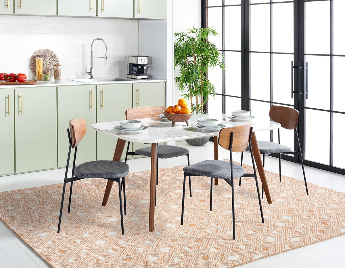 Area Rug 8x10 - Montauk Collection - Large - Peach & Ivory, Handmade Cotton, Ideal for Living Room, Bedroom, Office, Dining Space (MTK614O)