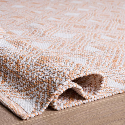 Area Rug 8x10 - Montauk Collection - Large - Peach & Ivory, Handmade Cotton, Ideal for Living Room, Bedroom, Office, Dining Space (MTK614O)