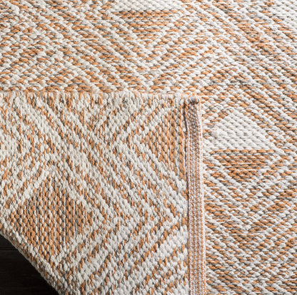 Area Rug 8x10 - Montauk Collection - Large - Peach & Ivory, Handmade Cotton, Ideal for Living Room, Bedroom, Office, Dining Space (MTK614O)