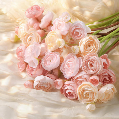 30Pcs Ranunculus Artificial Flowers Faux Silk Mini Flowers Indoor