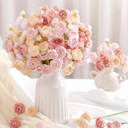 30Pcs Ranunculus Artificial Flowers Faux Silk Mini Flowers Indoor