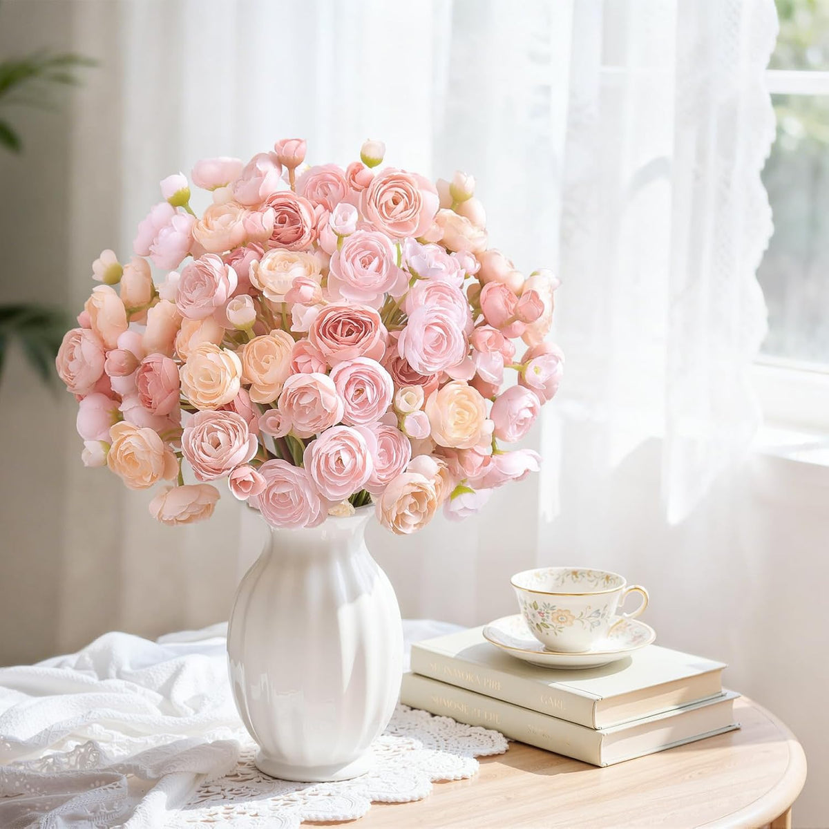 30Pcs Ranunculus Artificial Flowers Faux Silk Mini Flowers Indoor