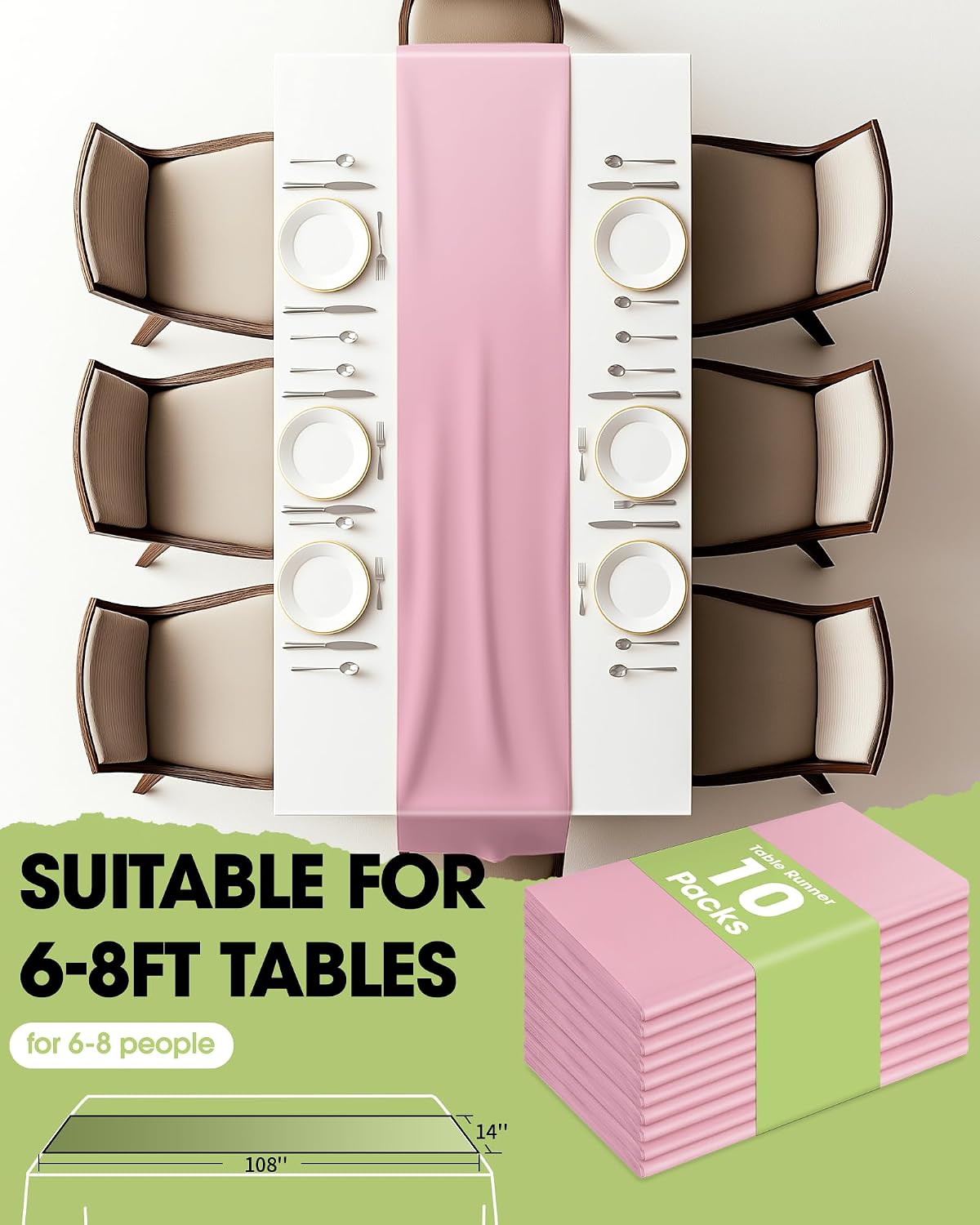 Light Pink Disposable Plastic Table Runner 14x108 Inch Party