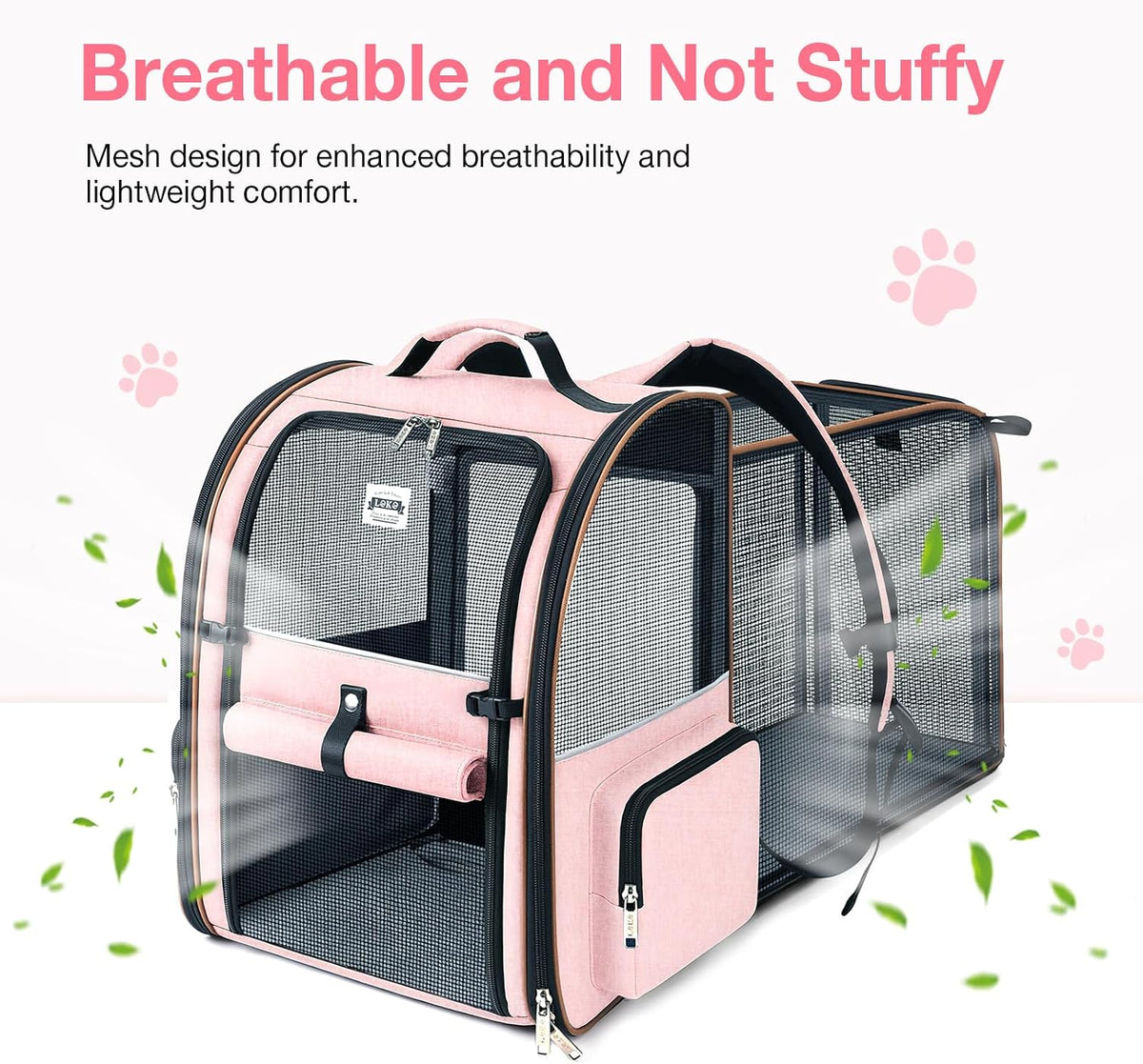 Large Cat Backpack Carrier Expandable Foldable Pet Carrier Backpack for Small Dogs Puppy Medium Cats Fit Up to 18 Lbs for Travel, Hiking,Pink