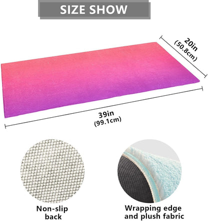 Bath Mat 39x20 Inch, Pink Solid Color Soft Absorbent Plush Rug, Non-Slip Washable Floor Mat for Bathroom Bedroom Kitchen Entryway Carpet