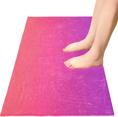 Bath Mat 39x20 Inch, Pink Solid Color Soft Absorbent Plush Rug, Non-Slip Washable Floor Mat for Bathroom Bedroom Kitchen Entryway Carpet