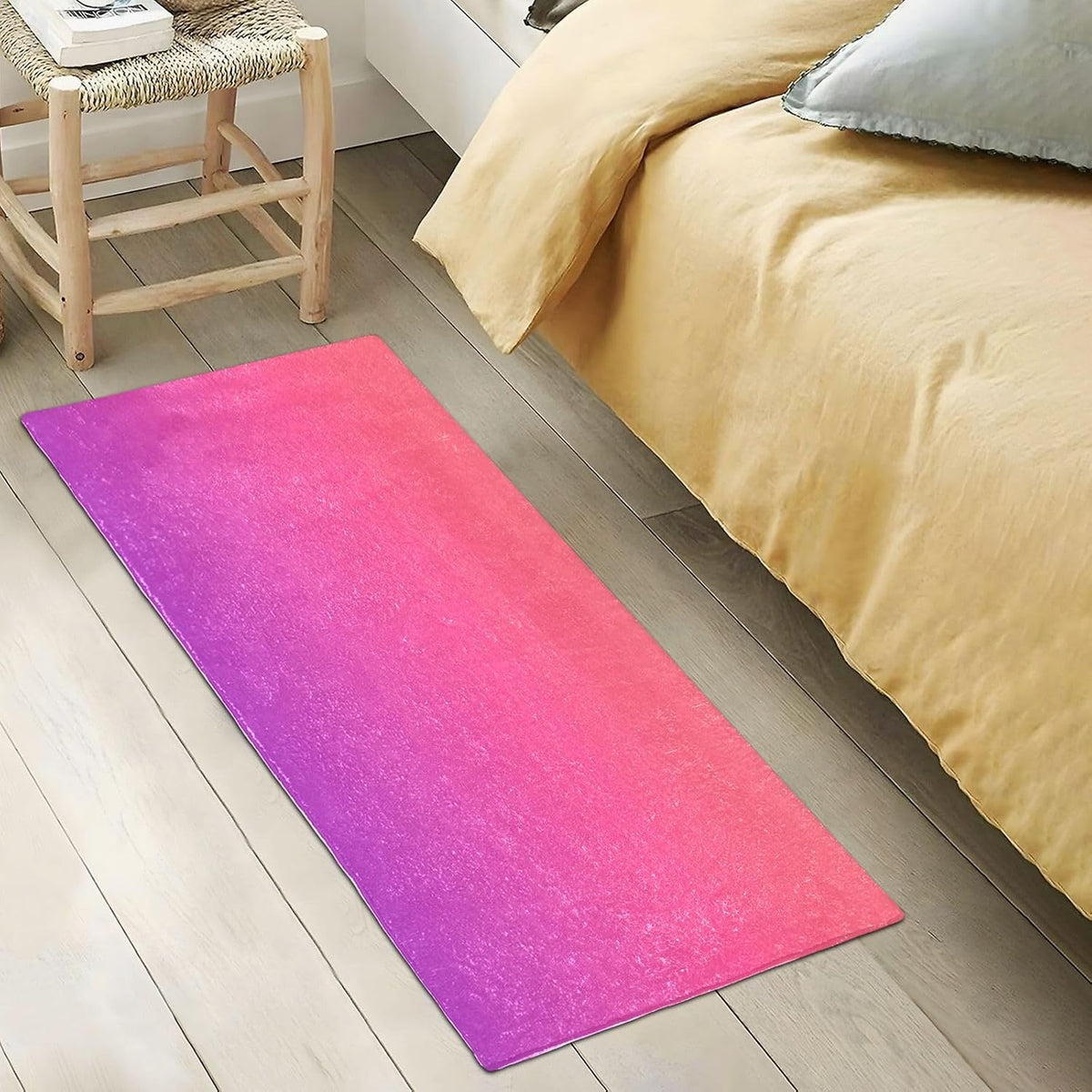 Bath Mat 39x20 Inch, Pink Solid Color Soft Absorbent Plush Rug, Non-Slip Washable Floor Mat for Bathroom Bedroom Kitchen Entryway Carpet